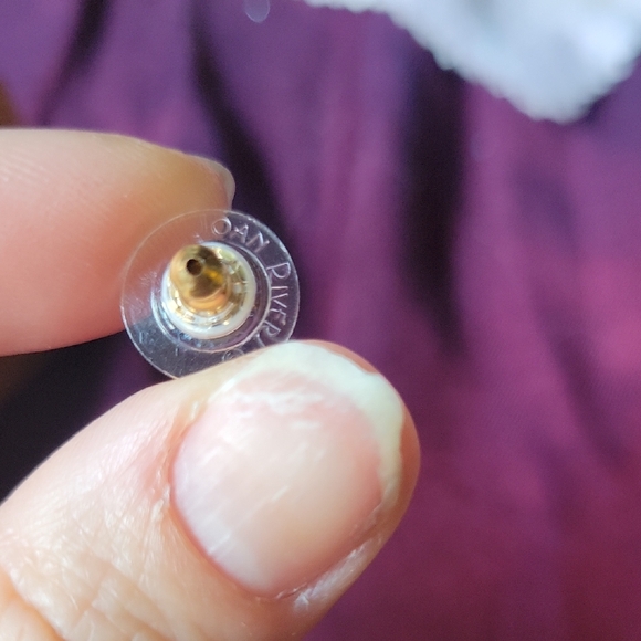 Joan Rivers Vintage Peach Coral Glass Colored Pierced Earrings - Picture 3 of 3